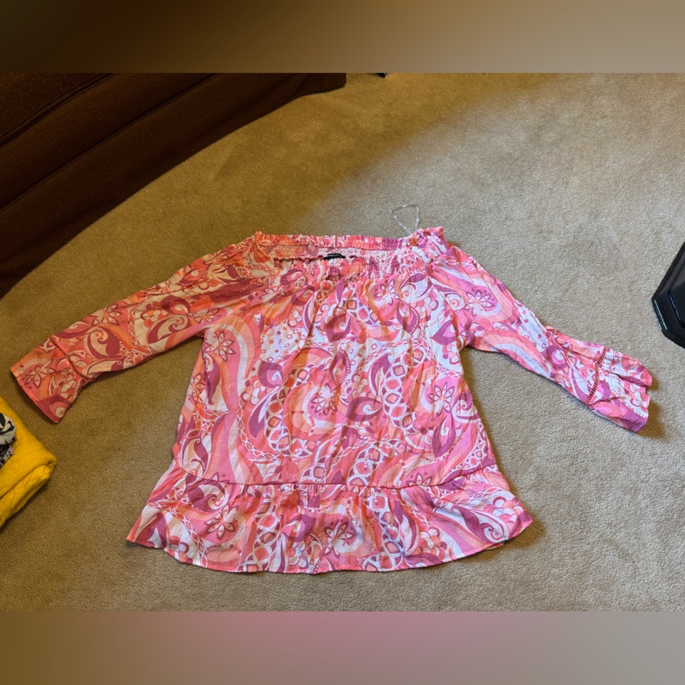 Robert Louis Pink and White Swirl Blouse